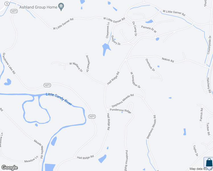 map of restaurants, bars, coffee shops, grocery stores, and more near 500 West Arrowhead Drive in Ashland