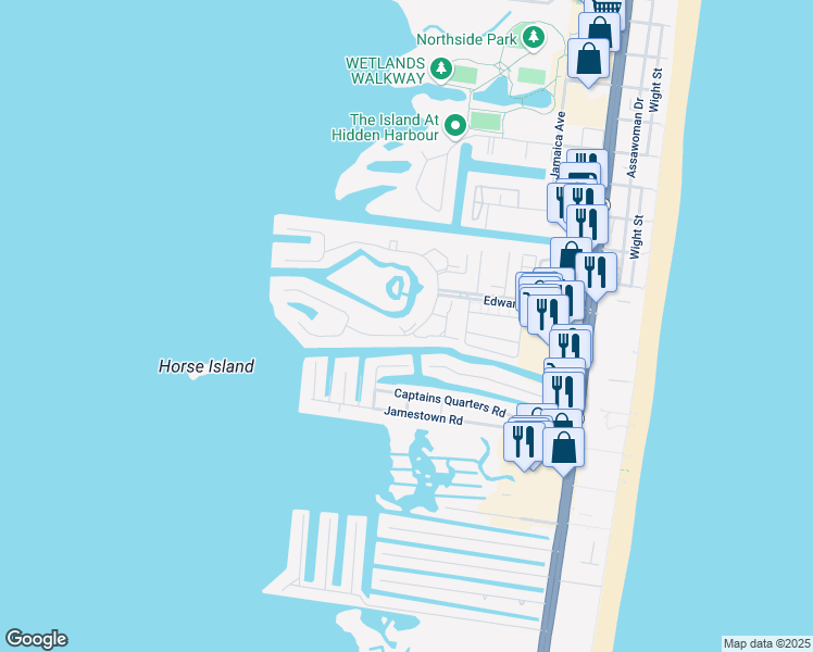map of restaurants, bars, coffee shops, grocery stores, and more near 3 South Heron Drive in Ocean City