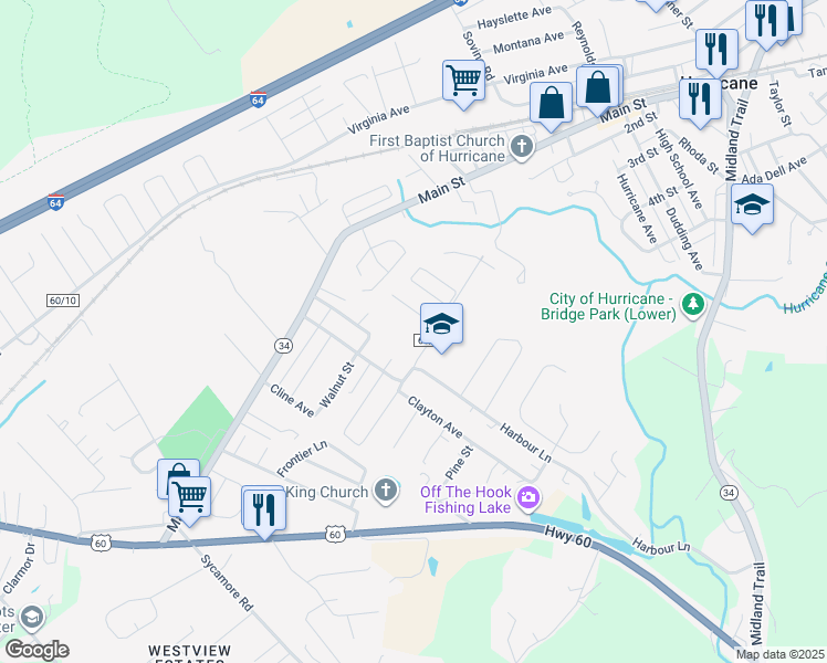 map of restaurants, bars, coffee shops, grocery stores, and more near 67 Elite Heights in Hurricane