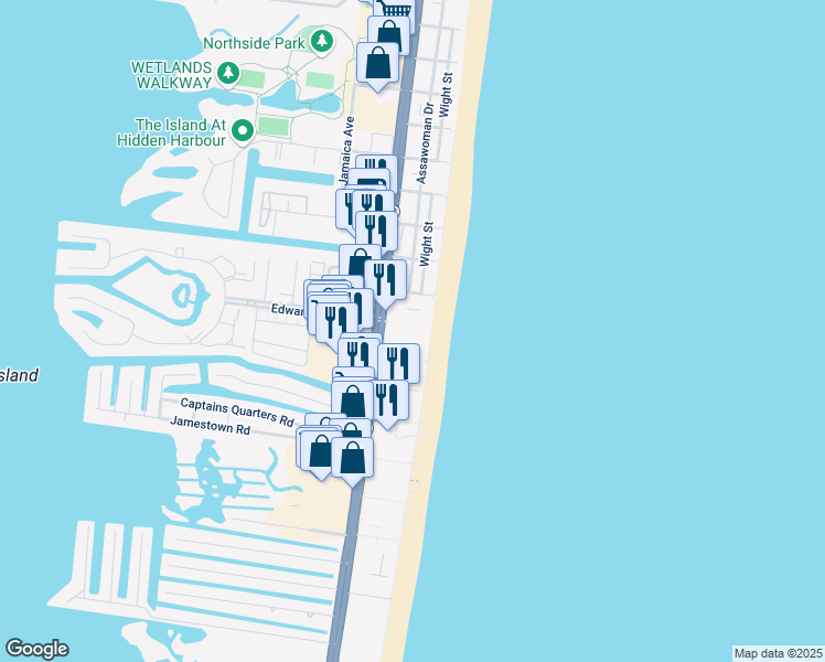map of restaurants, bars, coffee shops, grocery stores, and more near 12001 Wight Street in Ocean City