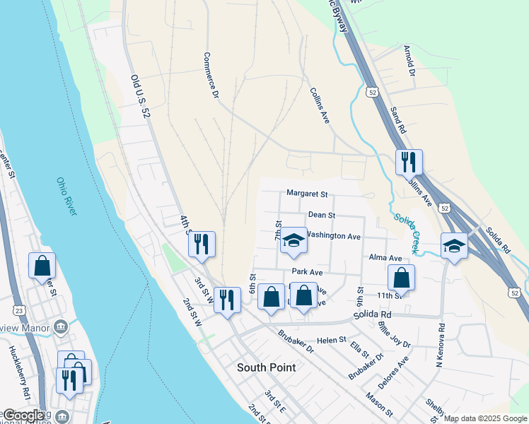 map of restaurants, bars, coffee shops, grocery stores, and more near 101 Dean St in South Point