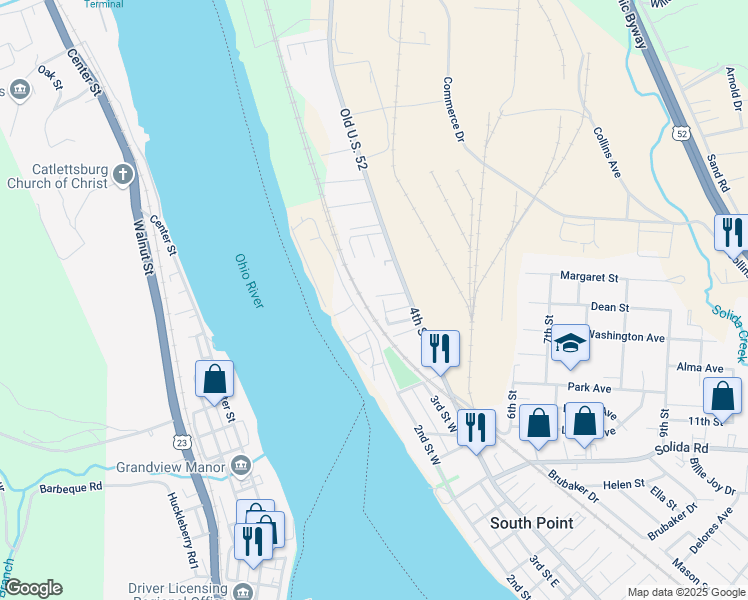 map of restaurants, bars, coffee shops, grocery stores, and more near 509 Sharon Court in South Point