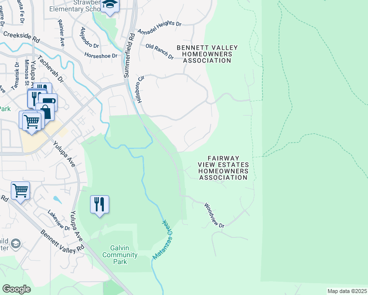map of restaurants, bars, coffee shops, grocery stores, and more near 4709 Golf View Court in Santa Rosa