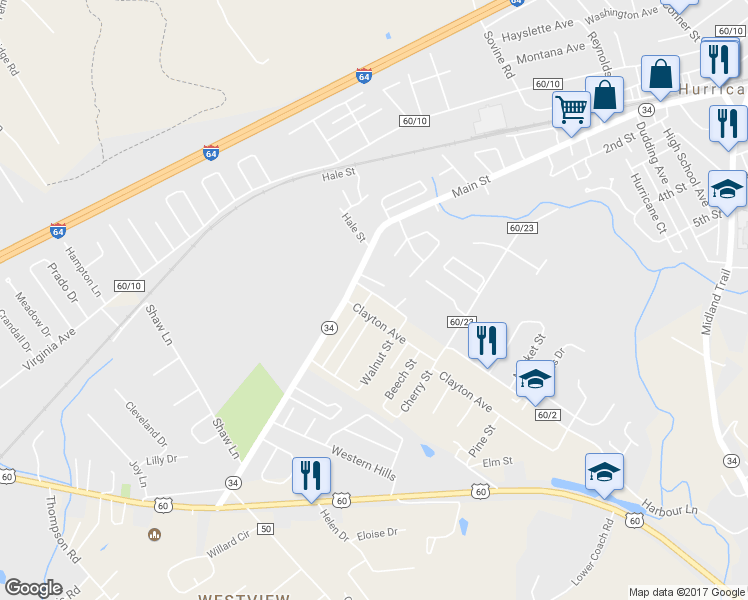 map of restaurants, bars, coffee shops, grocery stores, and more near 66 Harbour Ln in Hurricane
