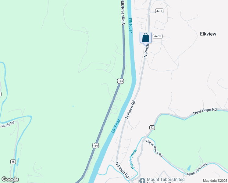 map of restaurants, bars, coffee shops, grocery stores, and more near 5019 Elk River Rd S in Elkview