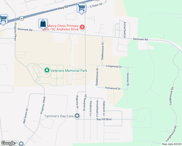 map of restaurants, bars, coffee shops, grocery stores, and more near 20 Stablestone Drive in Union