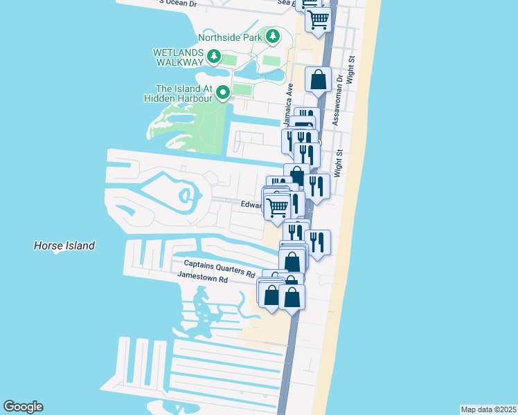 map of restaurants, bars, coffee shops, grocery stores, and more near 10 Edward Taylor Road in Ocean City
