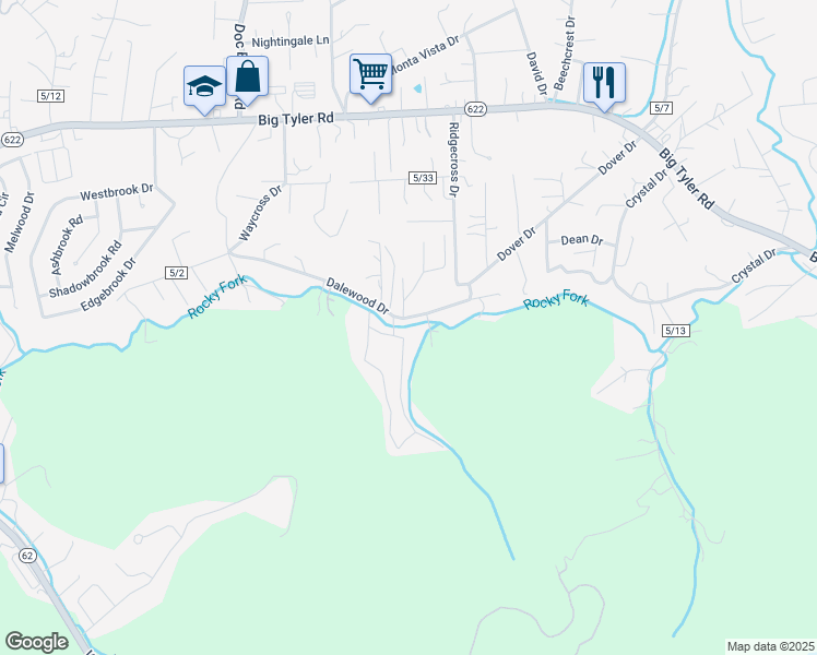 map of restaurants, bars, coffee shops, grocery stores, and more near 5000 Dalewood Drive in Charleston