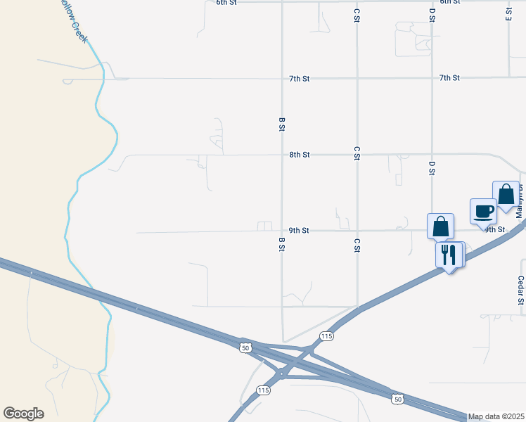 map of restaurants, bars, coffee shops, grocery stores, and more near 895 B Street in Penrose