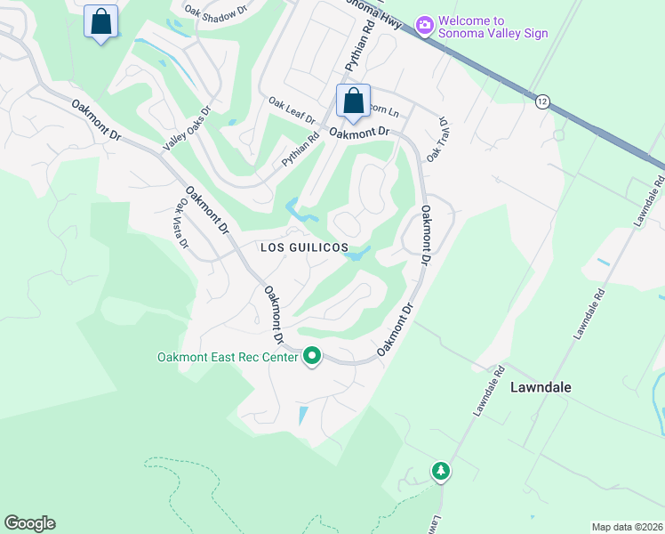 map of restaurants, bars, coffee shops, grocery stores, and more near 334 Miramonte Way in Santa Rosa