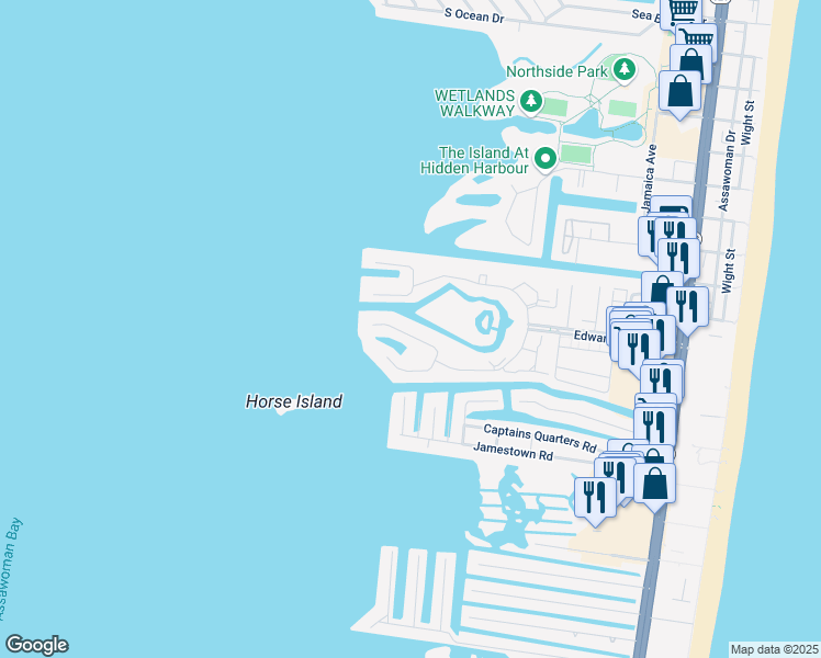 map of restaurants, bars, coffee shops, grocery stores, and more near 305 North Heron Gull Court in Ocean City