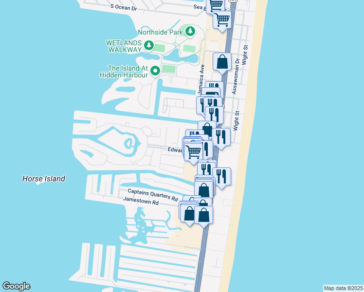 map of restaurants, bars, coffee shops, grocery stores, and more near 10 Edward Taylor Road in Ocean City