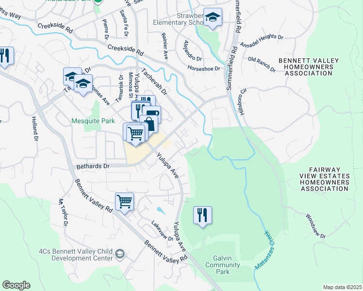map of restaurants, bars, coffee shops, grocery stores, and more near 2800 Saint Paul Drive in Santa Rosa