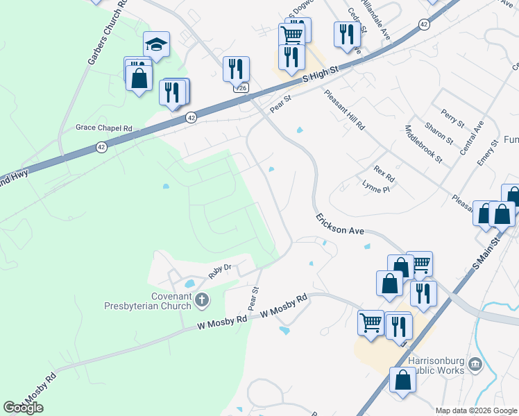 map of restaurants, bars, coffee shops, grocery stores, and more near in 