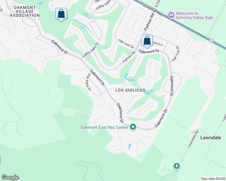 map of restaurants, bars, coffee shops, grocery stores, and more near 492 Oak Vista Court in Santa Rosa