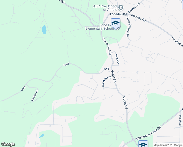 map of restaurants, bars, coffee shops, grocery stores, and more near 3561 Gary in Arnold