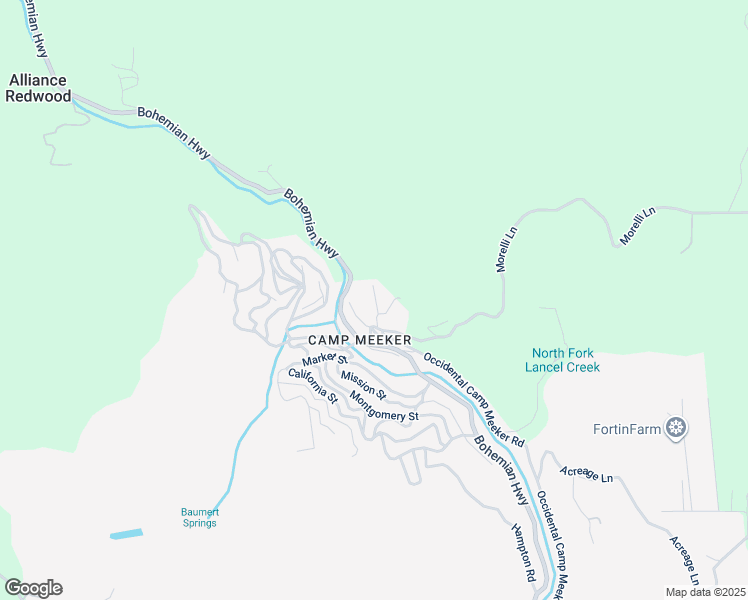map of restaurants, bars, coffee shops, grocery stores, and more near 5555 Sylvania Heights in Camp Meeker