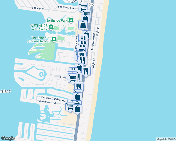 map of restaurants, bars, coffee shops, grocery stores, and more near 12109 Edward Taylor Road in Ocean City