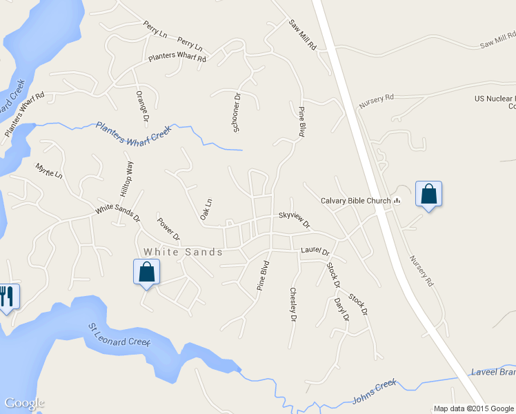 map of restaurants, bars, coffee shops, grocery stores, and more near 8190 Cardinal Lane in Lusby