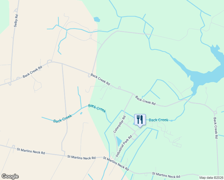 map of restaurants, bars, coffee shops, grocery stores, and more near 11920 Back Creek Road in Bishopville