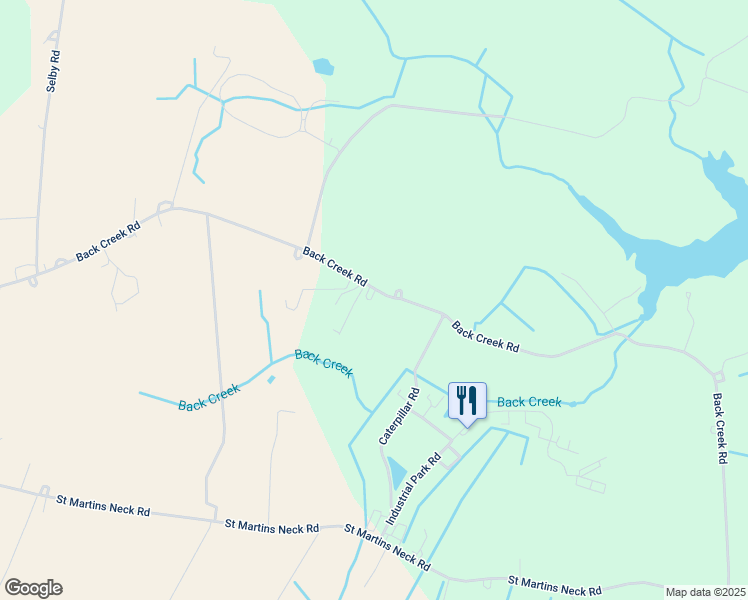 map of restaurants, bars, coffee shops, grocery stores, and more near 11920 Back Creek Road in Bishopville