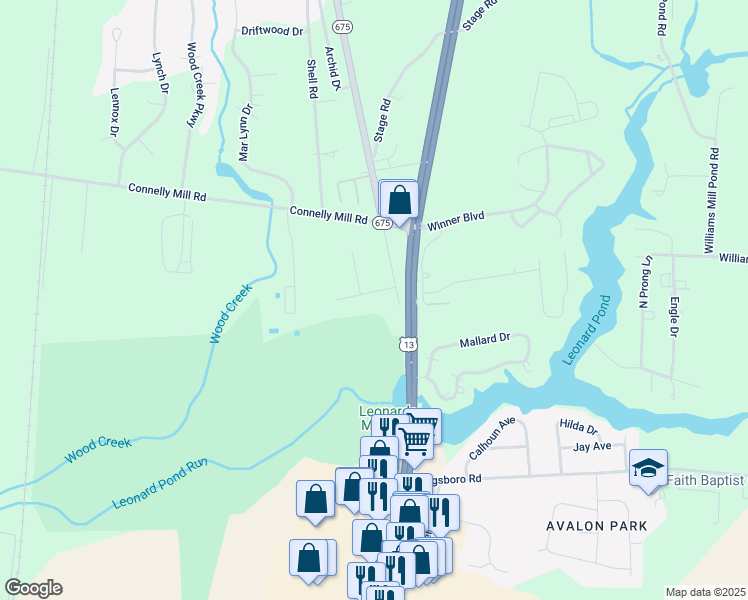 map of restaurants, bars, coffee shops, grocery stores, and more near 8534 Bi State Boulevard in Delmar
