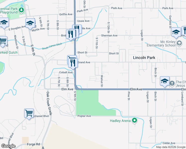 map of restaurants, bars, coffee shops, grocery stores, and more near 1417 Morrison Road in Cañon City