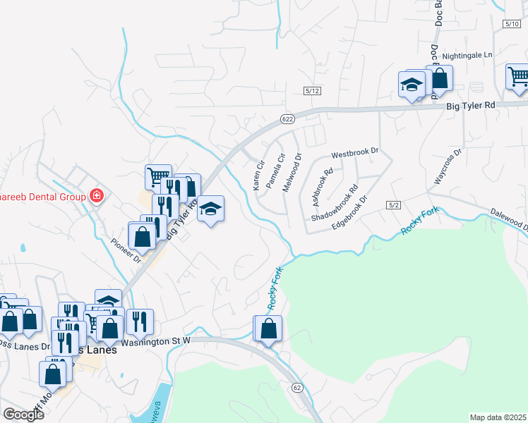map of restaurants, bars, coffee shops, grocery stores, and more near 5426 Karen Circle in Charleston