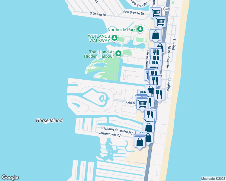 map of restaurants, bars, coffee shops, grocery stores, and more near 208 North Heron Drive in Ocean City