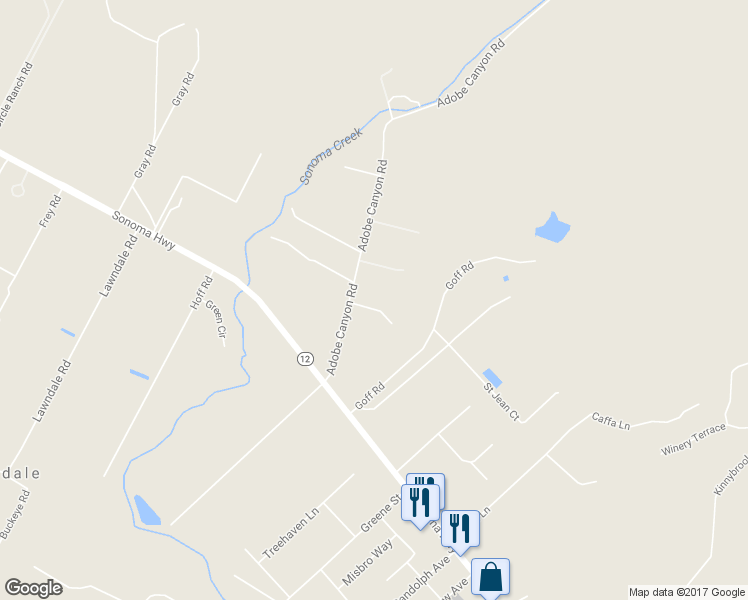 map of restaurants, bars, coffee shops, grocery stores, and more near 200 Adobe Canyon Road in Kenwood