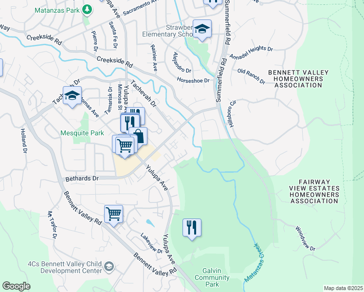 map of restaurants, bars, coffee shops, grocery stores, and more near 2900 Saint Paul Drive in Santa Rosa