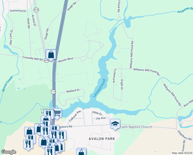 map of restaurants, bars, coffee shops, grocery stores, and more near 8545 East Marlboro Drive in Delmar