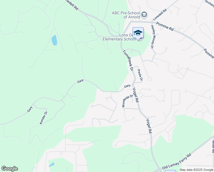 map of restaurants, bars, coffee shops, grocery stores, and more near 3561 Gary in Arnold