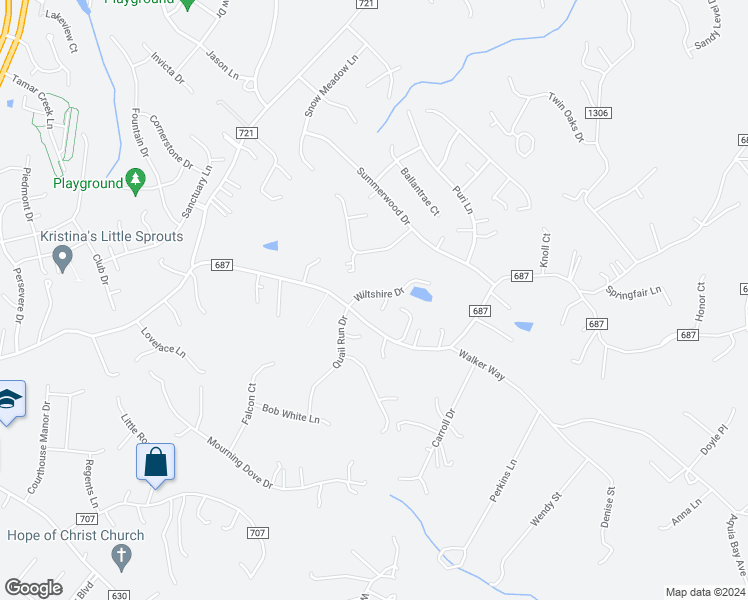 map of restaurants, bars, coffee shops, grocery stores, and more near 20 Wiltshire Drive in Stafford