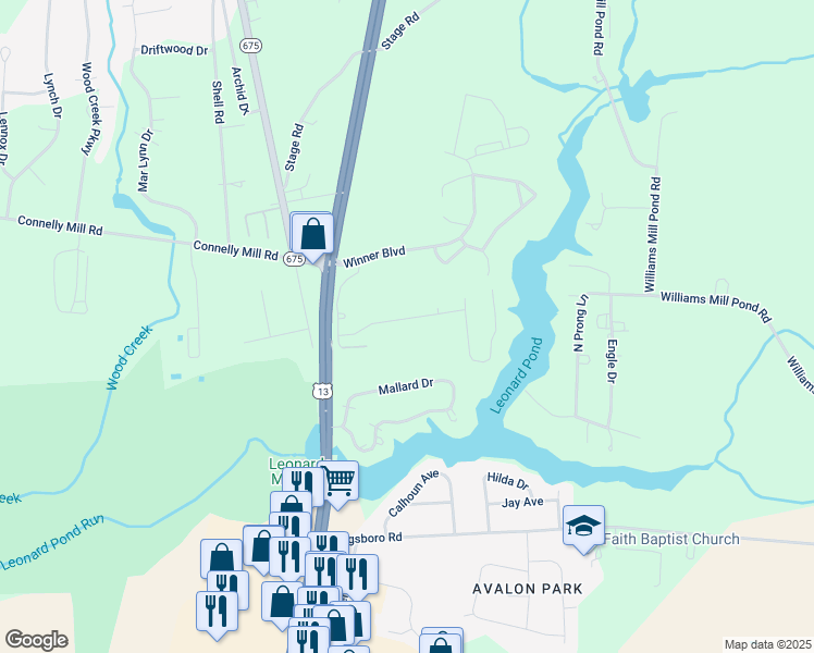 map of restaurants, bars, coffee shops, grocery stores, and more near 30299 Holly Lane in Delmar