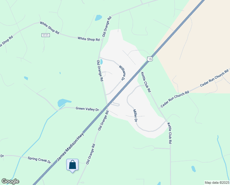 map of restaurants, bars, coffee shops, grocery stores, and more near 20109 Williams Drive in Culpeper