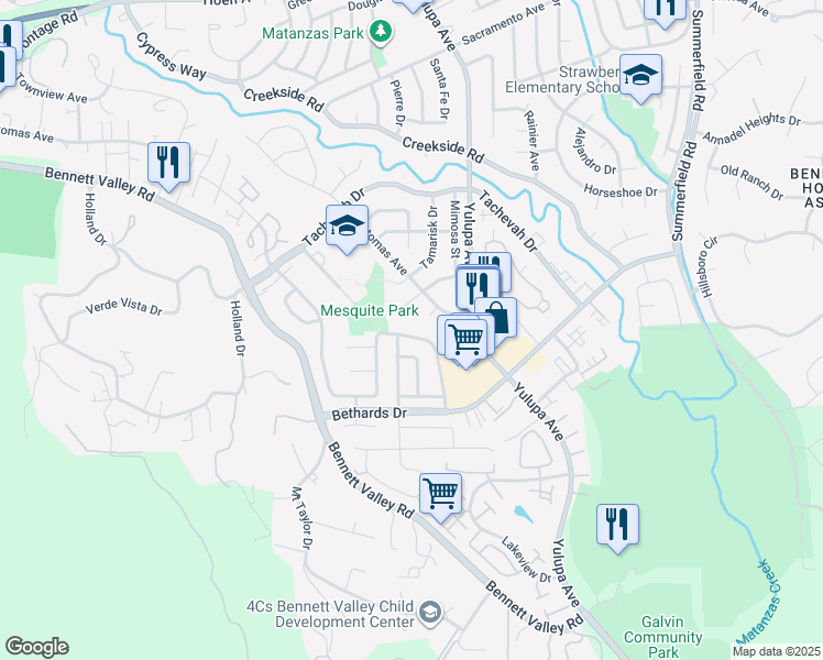 map of restaurants, bars, coffee shops, grocery stores, and more near 2556 Cactus Avenue in Santa Rosa