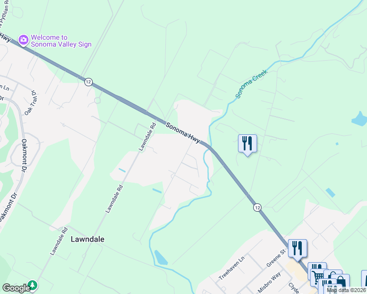 map of restaurants, bars, coffee shops, grocery stores, and more near 55 Hoff Road in Santa Rosa