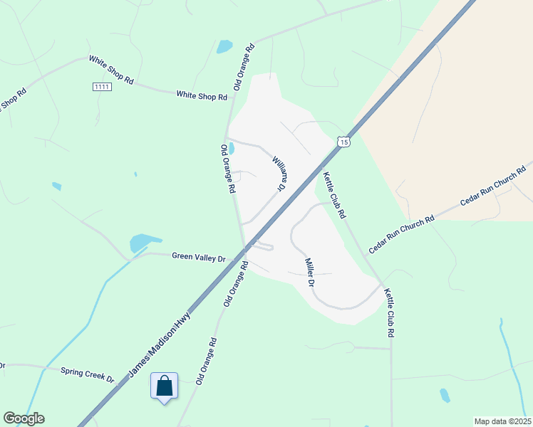 map of restaurants, bars, coffee shops, grocery stores, and more near 20099 Williams Drive in Culpeper