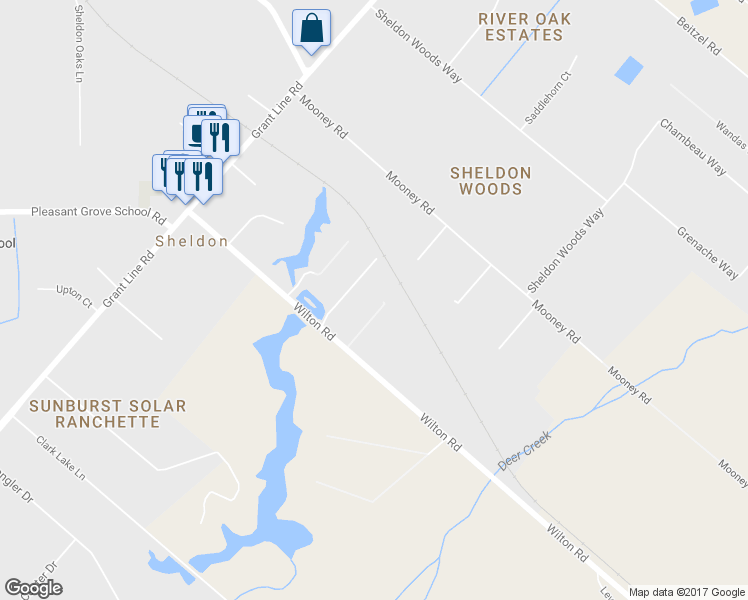 map of restaurants, bars, coffee shops, grocery stores, and more near 10599 Wilton Road in Elk Grove
