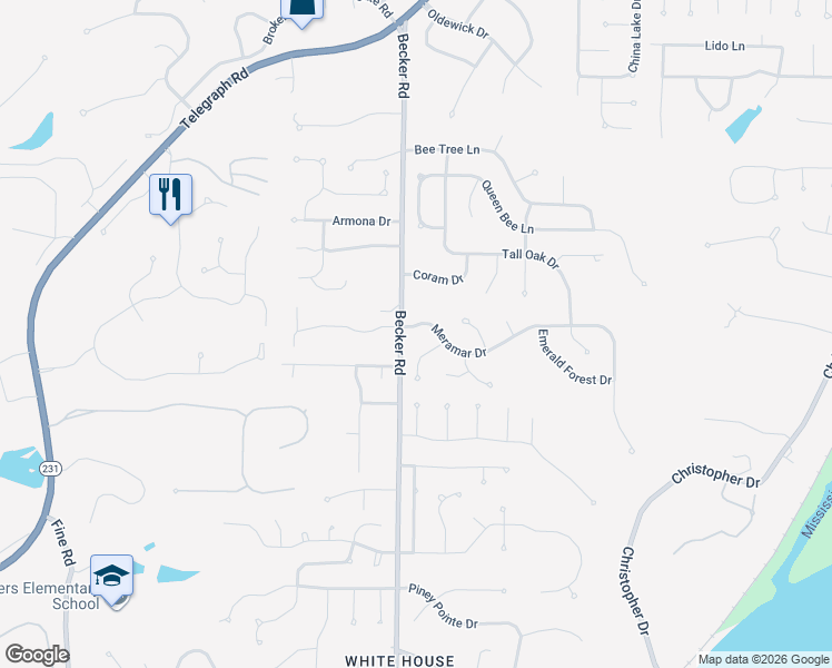 map of restaurants, bars, coffee shops, grocery stores, and more near 2971 Meramar Drive in St. Louis
