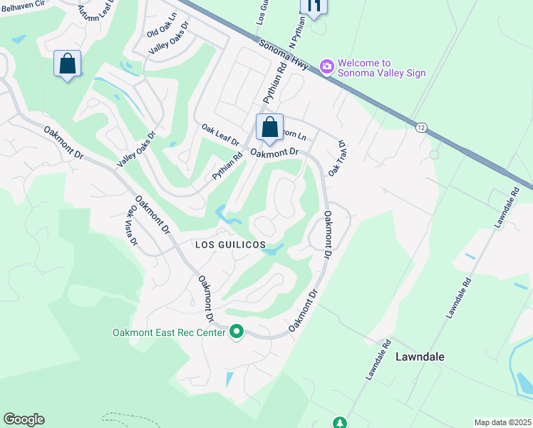 map of restaurants, bars, coffee shops, grocery stores, and more near 409 Twin Lakes Circle in Santa Rosa