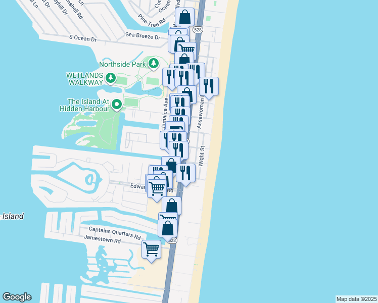 map of restaurants, bars, coffee shops, grocery stores, and more near in Ocean City