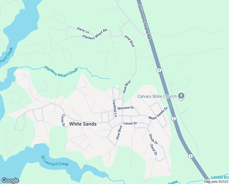 map of restaurants, bars, coffee shops, grocery stores, and more near 8074 Cardinal Circle in Lusby