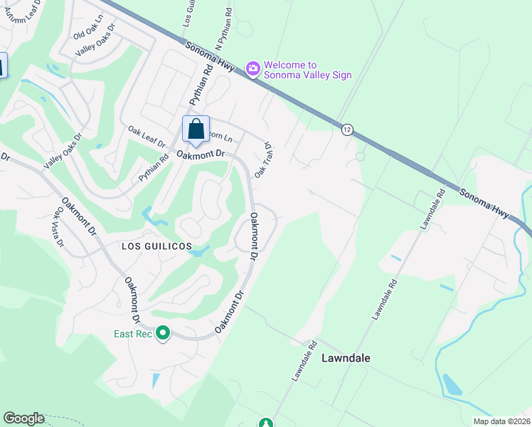 map of restaurants, bars, coffee shops, grocery stores, and more near 8836 Oakmont Drive in Santa Rosa
