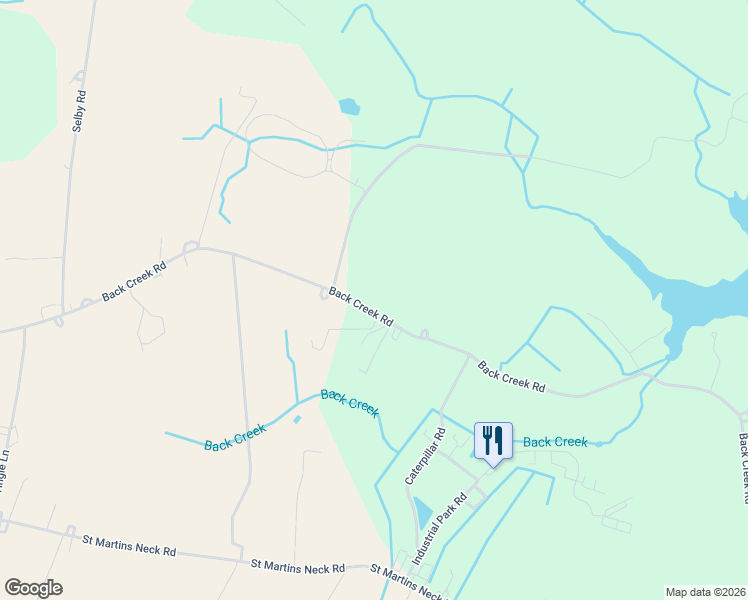 map of restaurants, bars, coffee shops, grocery stores, and more near 11901 Back Creek Road in Bishopville
