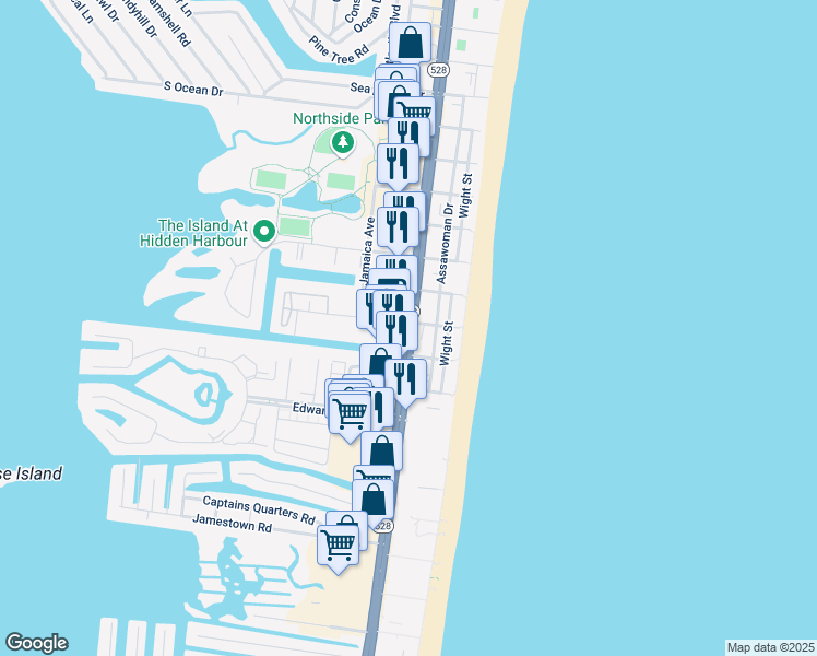 map of restaurants, bars, coffee shops, grocery stores, and more near in Ocean City