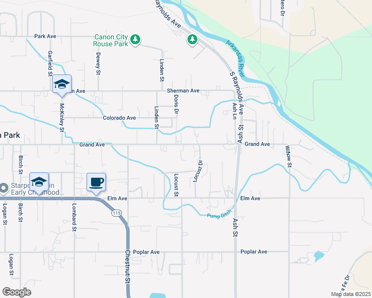 map of restaurants, bars, coffee shops, grocery stores, and more near 1650 Grand Avenue in Cañon City