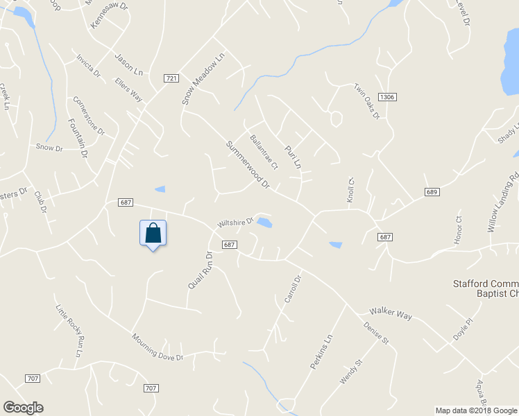 map of restaurants, bars, coffee shops, grocery stores, and more near 35 Wiltshire Drive in Stafford