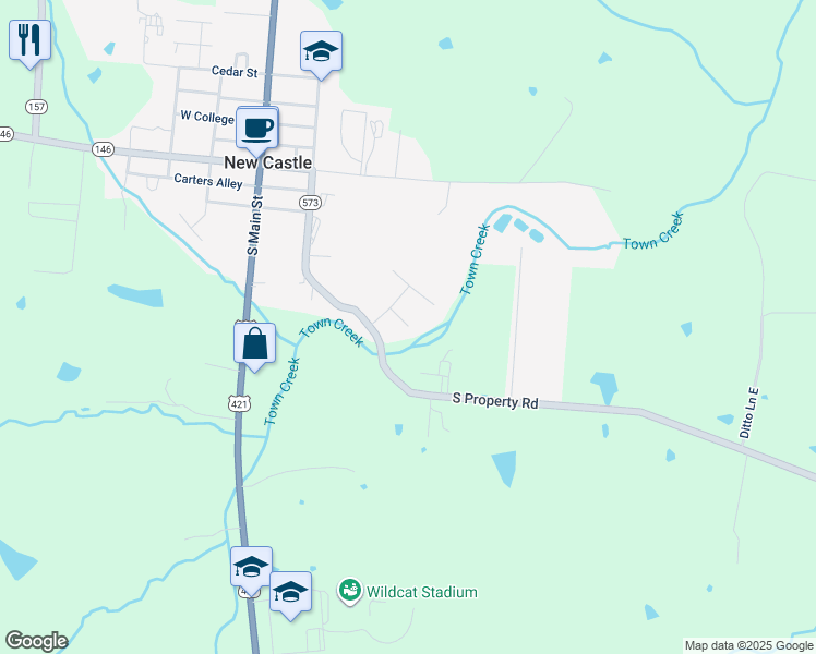 map of restaurants, bars, coffee shops, grocery stores, and more near 1059 New Castle Ct in New Castle